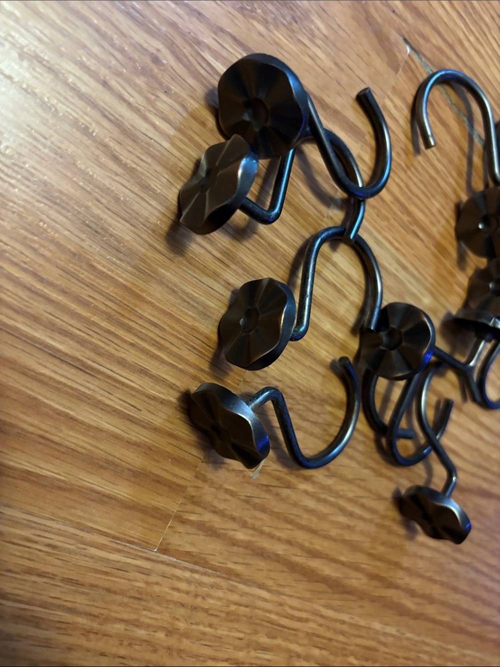 Decorative Flower Shower Curtain Hooks — Oil-Rubbed Bronze